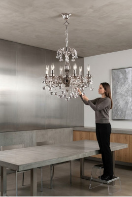 Lamp Chandelier Light Classic Luxury Living Room Chrome Crystal