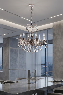 Lamp Chandelier Light Classic Luxury Living Room Chrome Crystal