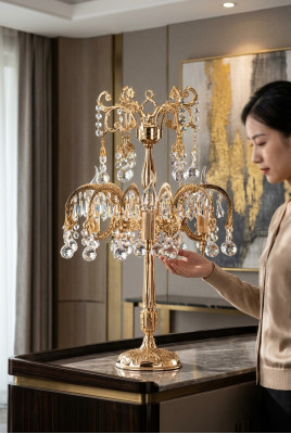 Table lamp bedroom classic bedside lamps luxury gold new