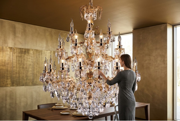 Modern chandelier light classic luxury living room brass crystal