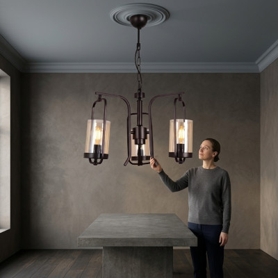 Loft living room ceiling lamp chandelier glass bedroom black hanging lamp