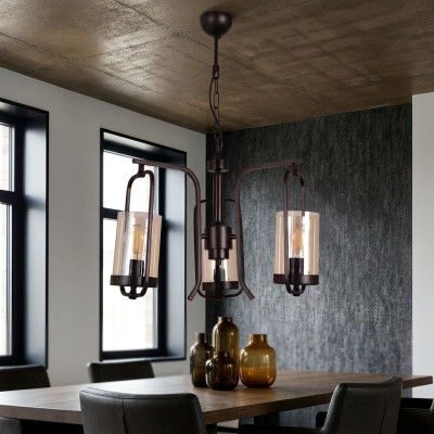 Loft living room ceiling lamp chandelier glass bedroom black hanging lamp