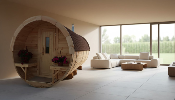 Sauna Barrel Outdoor Garden Sauna 590 x Ø 2.27 m Sauna Barrel Kit
