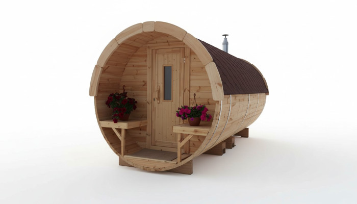 Sauna Barrel Outdoor Garden Sauna 590 x Ø 2.27 m Sauna Barrel Kit