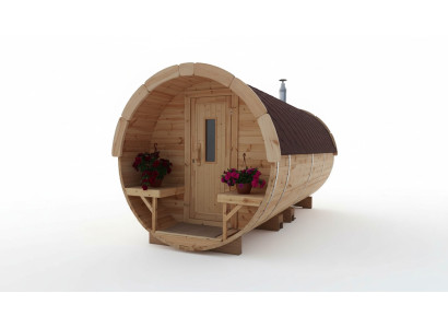 Sauna Barrel Outdoor Garden Sauna 590 x Ø 2.27 m Sauna Barrel Kit