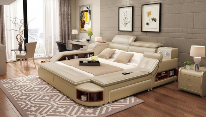 Multifunction Bed Modern Hotel Beds Double Bed USB Sound 180x200