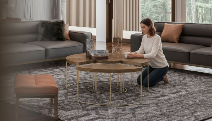Modern round coffee table luxury side tables wooden furniture living room table