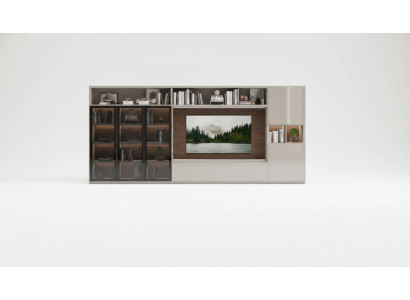 Large living room wall unit with glass doors, modern living room furniture, cabinet furniture.