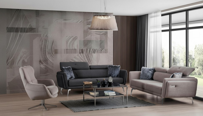 Sofa Set Couch Upholstery Furniture Fabric Sofa Couches 3+3+1 Gray Group