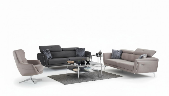 Sofa Set Couch Upholstery Furniture Fabric Sofa Couches 3+3+1 Gray Group
