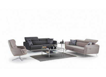 Sofa Set Couch Upholstery Furniture Fabric Sofa Couches 3+3+1 Gray Group
