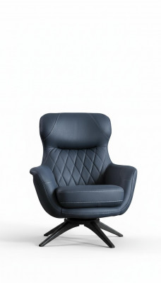 1-seater armchair, comfortable modern style, medium-soft, blue, luxurious