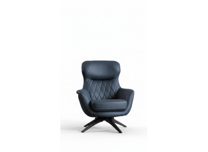 1-seater armchair, comfortable modern style, medium-soft, blue, luxurious