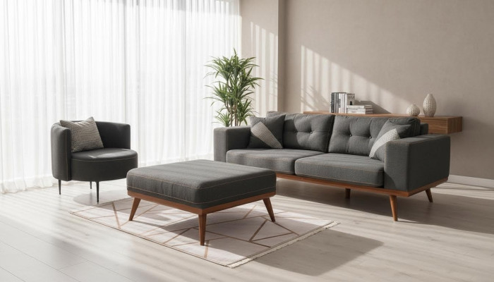 Modern corner sofa with armchair living room set luxury furniture 3+1