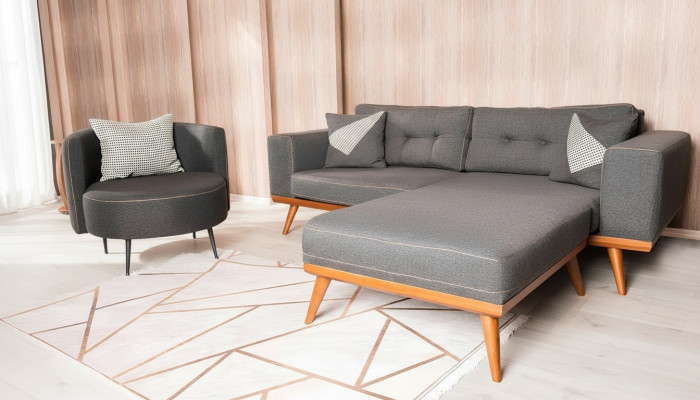 Gray living room corner sofa noble couch seating group luxury furniture modern sofas