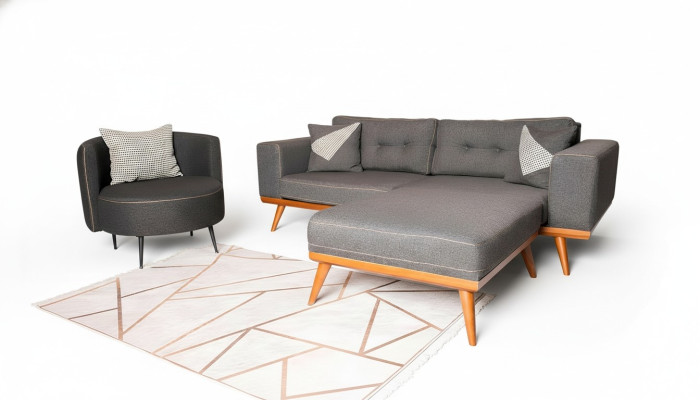 Gray living room corner sofa noble couch seating group luxury furniture modern sofas