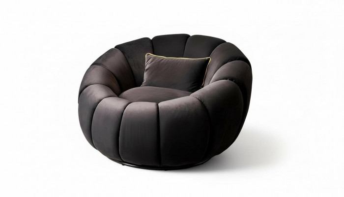 Armchair, color black, comfortable, medium-soft, luxurious for living room relax club.