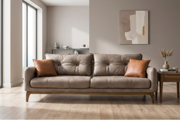 Sofas Couches Three-seater Designer Couch Sofa Upholstered Furniture Brown Living