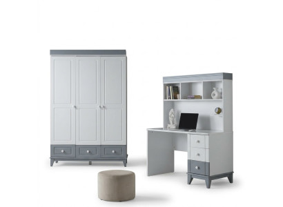 Modernes 2tlg Set mit Kleiderschrank und Schreibtisch Funktionales Design