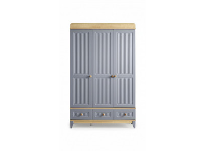 Kleiderschrank Modern Look Graue Fronten Holzakzente Stilvolles Kinderzimmer