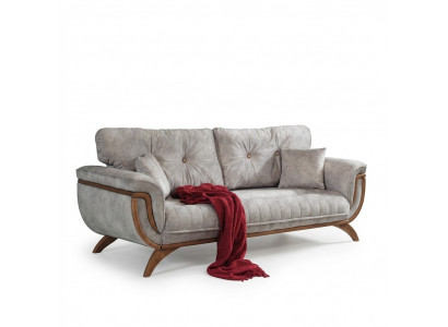 Gemütliche Sofa 3 Sitzer Luxus Couch Grau Wohnzimmer Möbel Textil Sofas