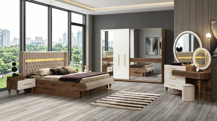 Bedroom set 5-piece design luxury bed Chesterfield complete set