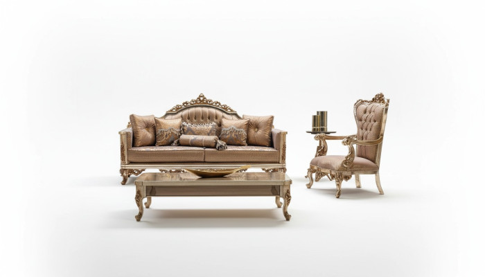 Sofa Set 3+1 Seater Gold Coffee Table Sofa Suite Living Room Luxury New