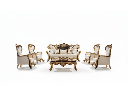Luxury Sofa Set Baroque Rococo Sofa Set 3+3+1+1 Coffee Table