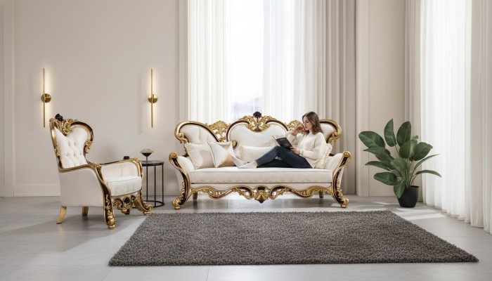 Royal Sofa Set 3+1 Seater Sofa Armchair Classic Design Luxury Living Room
