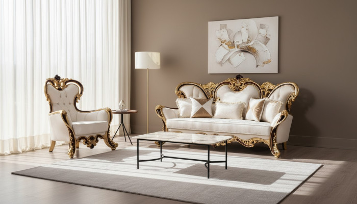 Royal Sofa Set 3+1 Seater Sofa Armchair Classic Design Luxury Living Room