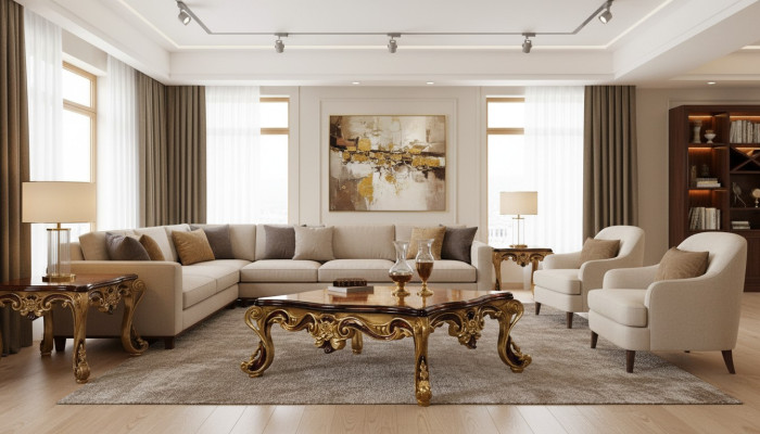 Coffee table wood table living room classic design luxury wooden table 119x91cm