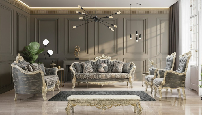 Classic Chesterfield Baroque Sofa Living Room Furniture Complete Set 5pcs