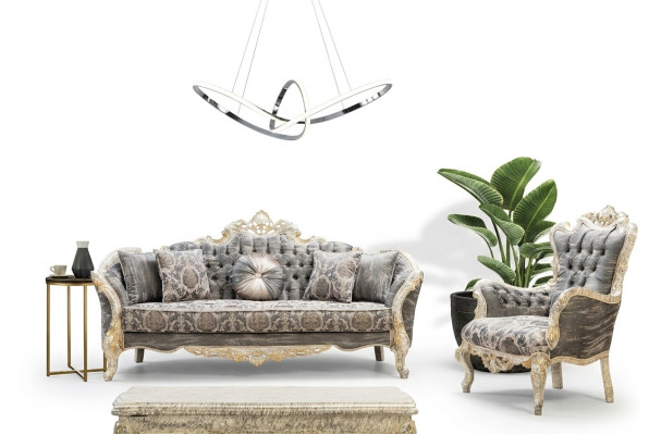 Set 3+1 Seater Coffee Table Living Room Sofa Suite Classic Design Fabric