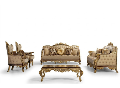 Classic sofa set coffee table armchair couch 5-piece Chesterfield furniture