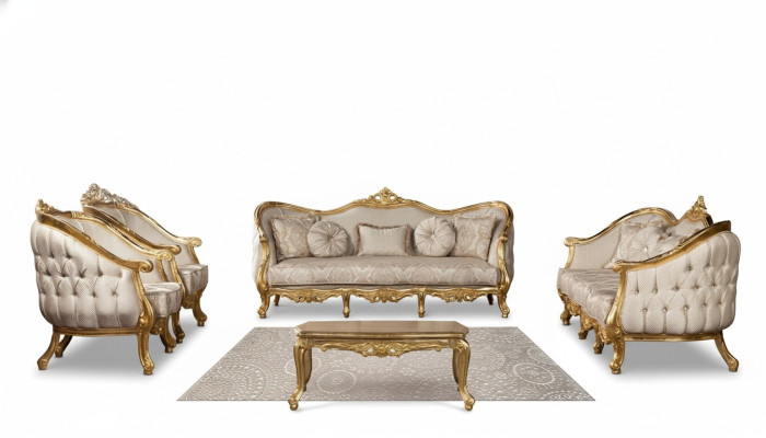 Couch Classic Luxury Living Room Sofa Set 3+3+1+1 Seater Coffee Table