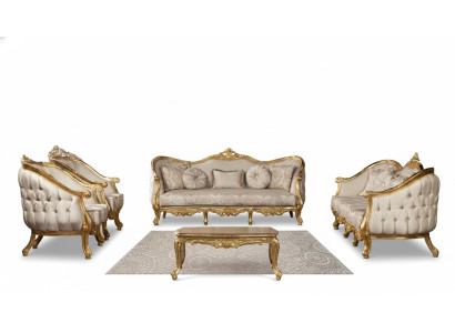 Couch Classic Luxury Living Room Sofa Set 3+3+1+1 Seater Coffee Table