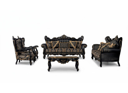 Sofa Set 3+3+1+1 Seater Coffee Table Living Room Luxury Black Sofa Suite New