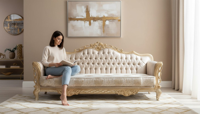 3-seater sofa living room couch classic design luxury fabric sofa new
