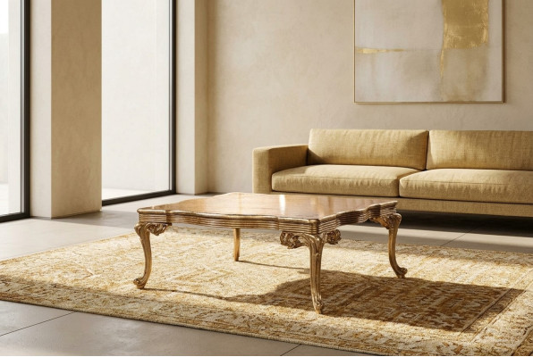 Baroque Rococo solid wood gold coffee table for the living room