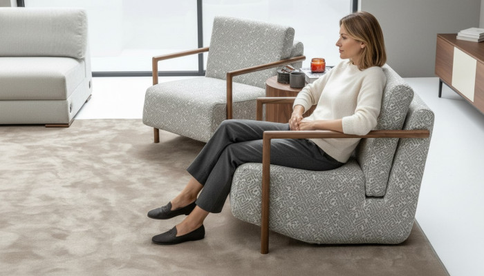 Armchair living room furniture design modern upholstery 1 seat relax gray club