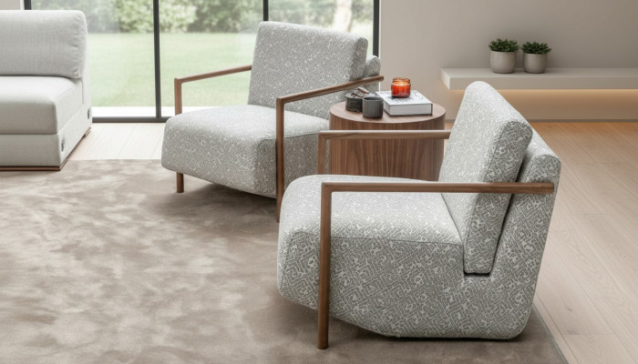 Armchair living room furniture design modern upholstery 1 seat relax gray club