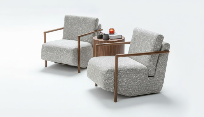 Armchair living room furniture design modern upholstery 1 seat relax gray club