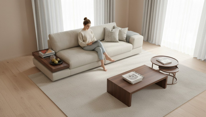 Sofa Couch Luxury Living Room Design 260cm Big Sofas 3 Seater Gray New