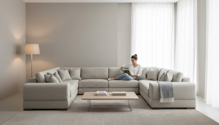 Sofa U Shape Modern Design Luxury Living Room Big Gray Corner Sofa New