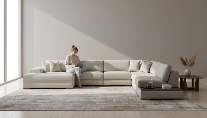 Sofa Couch Living Room Corner Sofa Modern Design Furniture U-Shape Fabric Sofa
