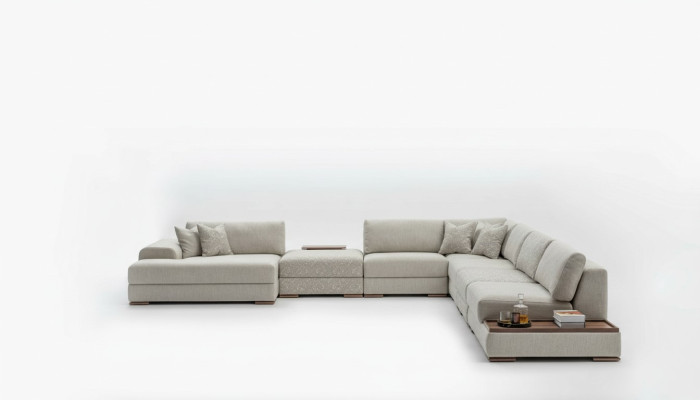 Corner Sofa U-Shape Furniture Living Area Design Gray Upholstered Sofa Corner Suite