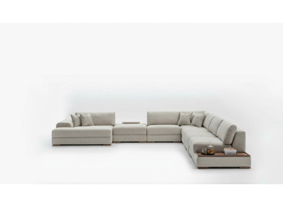 Corner Sofa U-Shape Furniture Living Area Design Gray Upholstered Sofa Corner Suite