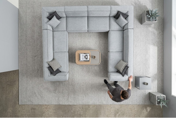 Living room corner sofa U-shape luxury modern design gray big sofa landscape
