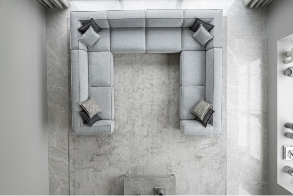Living room corner sofa U-shape luxury modern design gray big sofa landscape