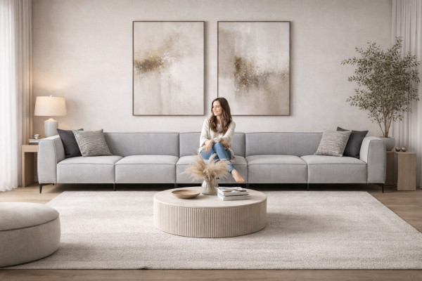 Italian furniture big sofa couch 8-seater Italian XXL couches sofas textile